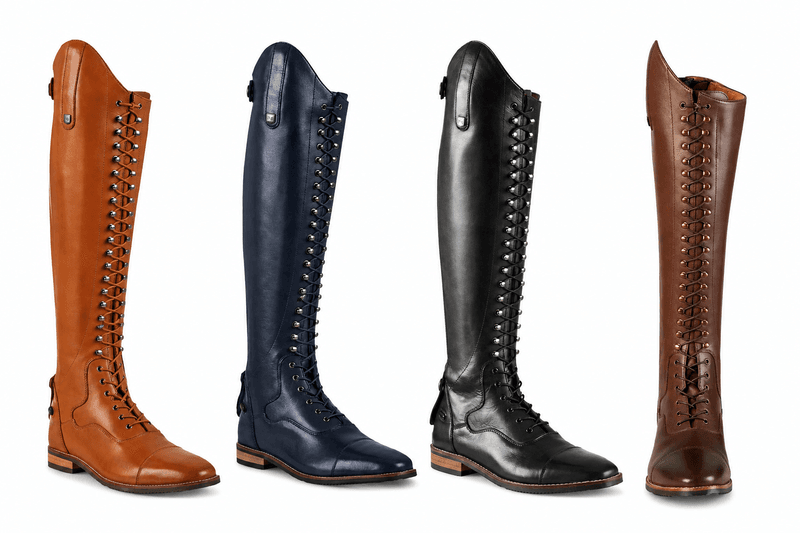 PE Womens Lace Front Tall Leather Riding Boot